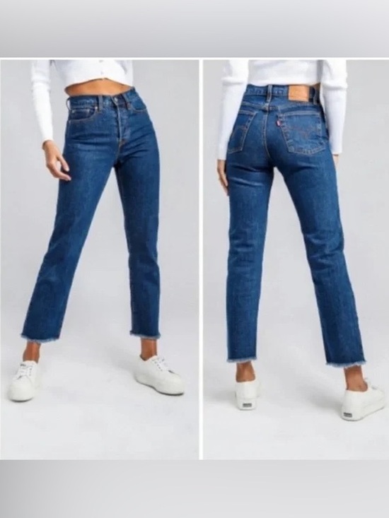 Levi's Denim - Levi’s Wedgie Straight Jeans Women 29 Salsa Dark Stone Raw Hem High Rise W29 L26